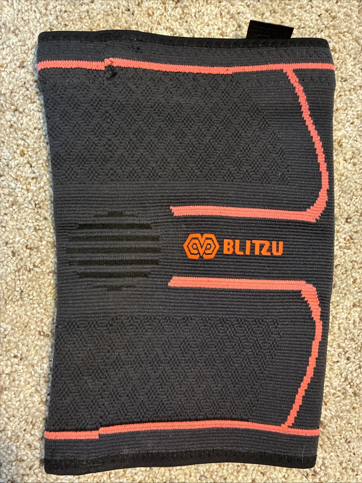 Blitzu Knee Compression Sleeve Support Brace Large Orange & Black