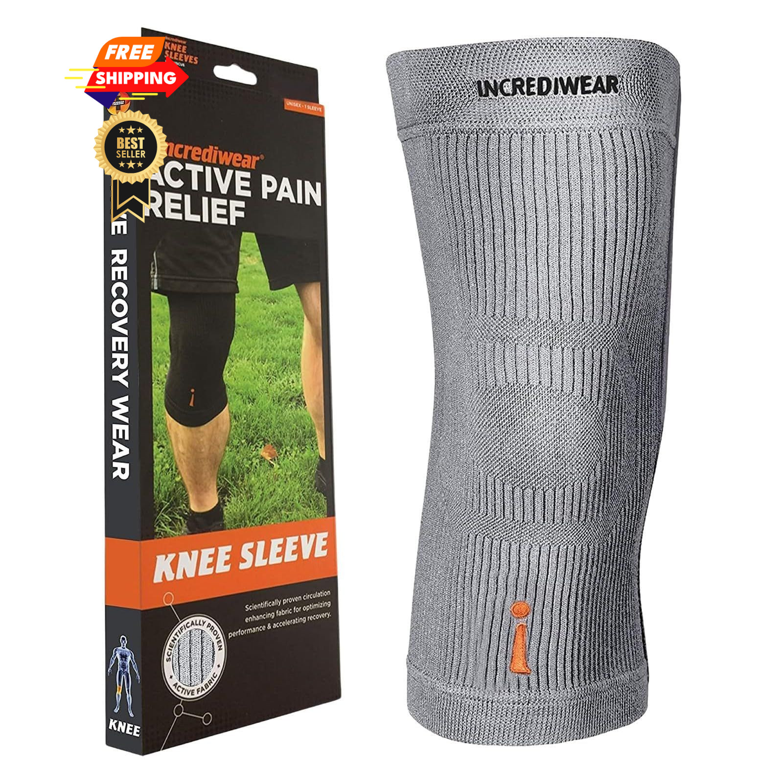 Incrediwear Knee Sleeve – Braces for Pain, Joint Pain X-Large, Grey