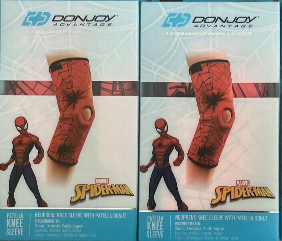 2 Pack DonJoy Advantage Marvel Spiderman Knee Sleeve Patella Mild Youth-Teen