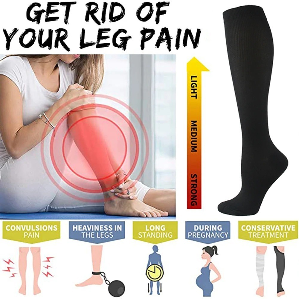 Compression Socks 15-20mmHg Anti Fatigue Running Travel Varicose Veins Men Women