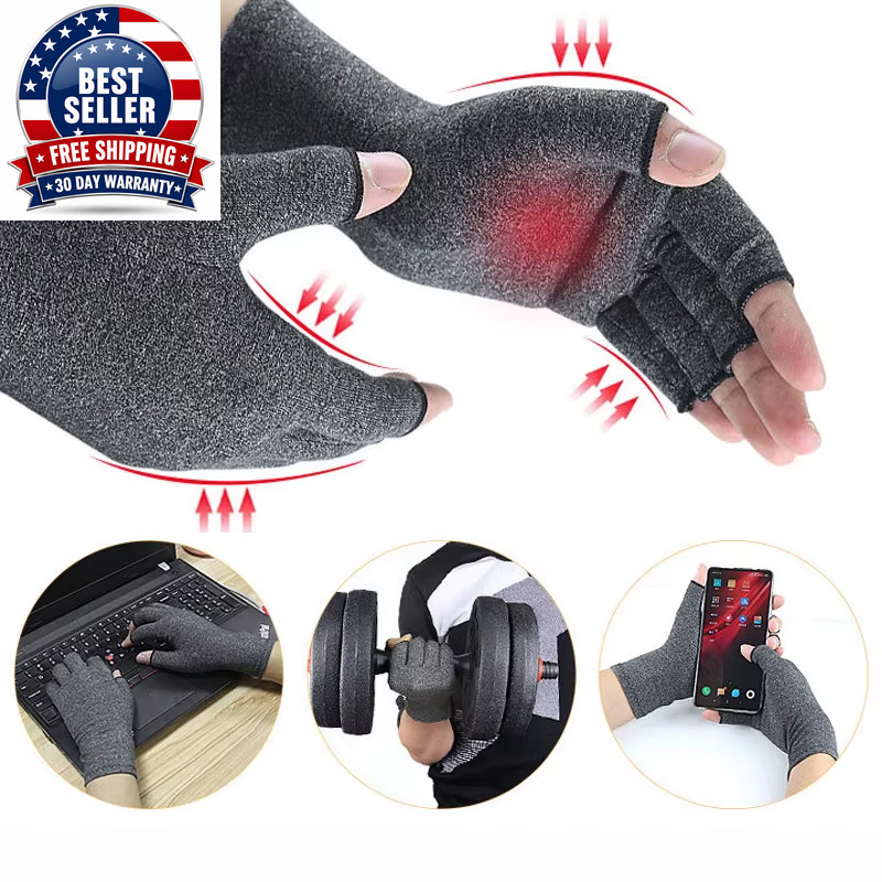 Relieve Hand Discomfort with 1Pair Fingerless Compression Gloves
