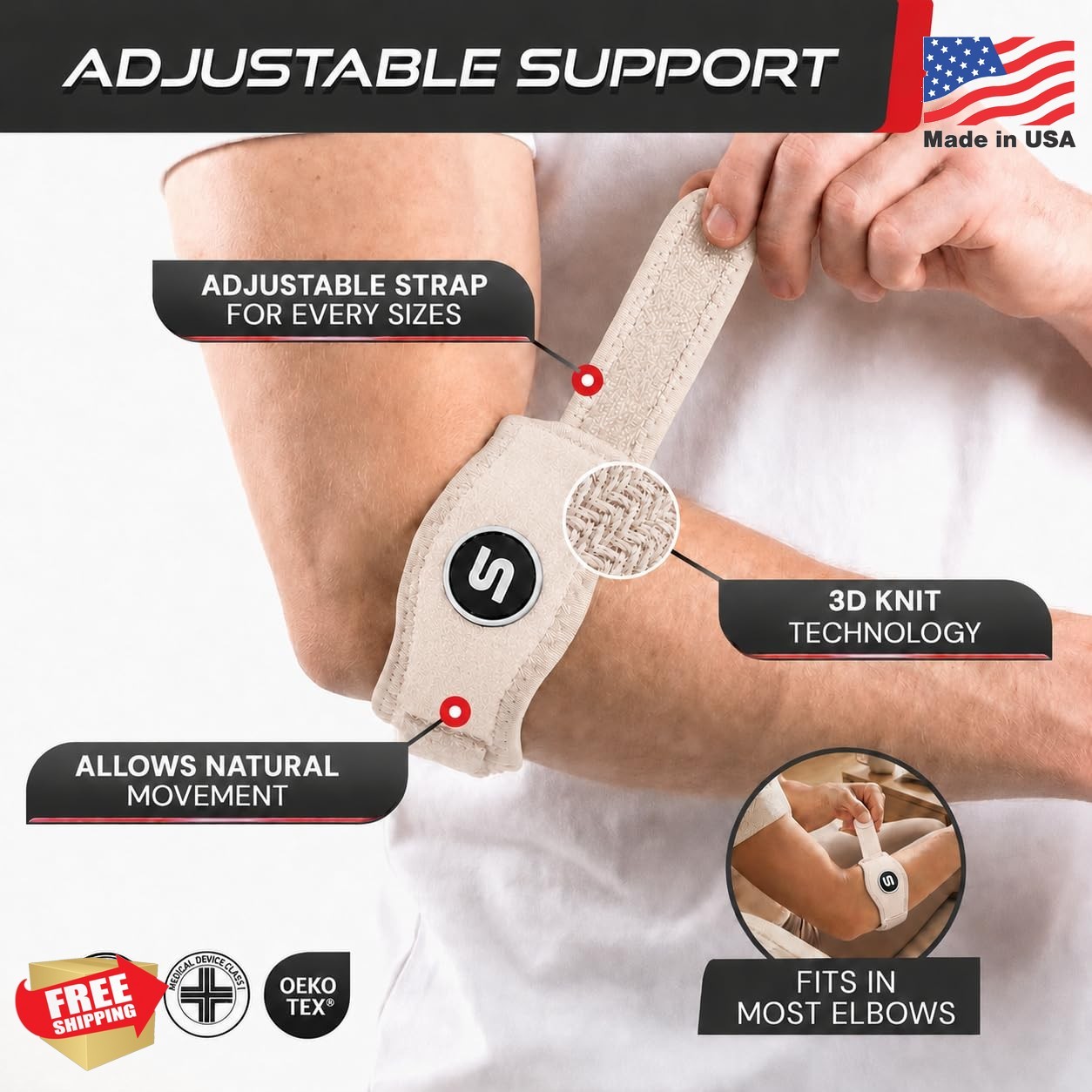 Sleeve Stars Tennis Elbow Brace for Men & Women, Elbow Brace for Tendonitis, Ten