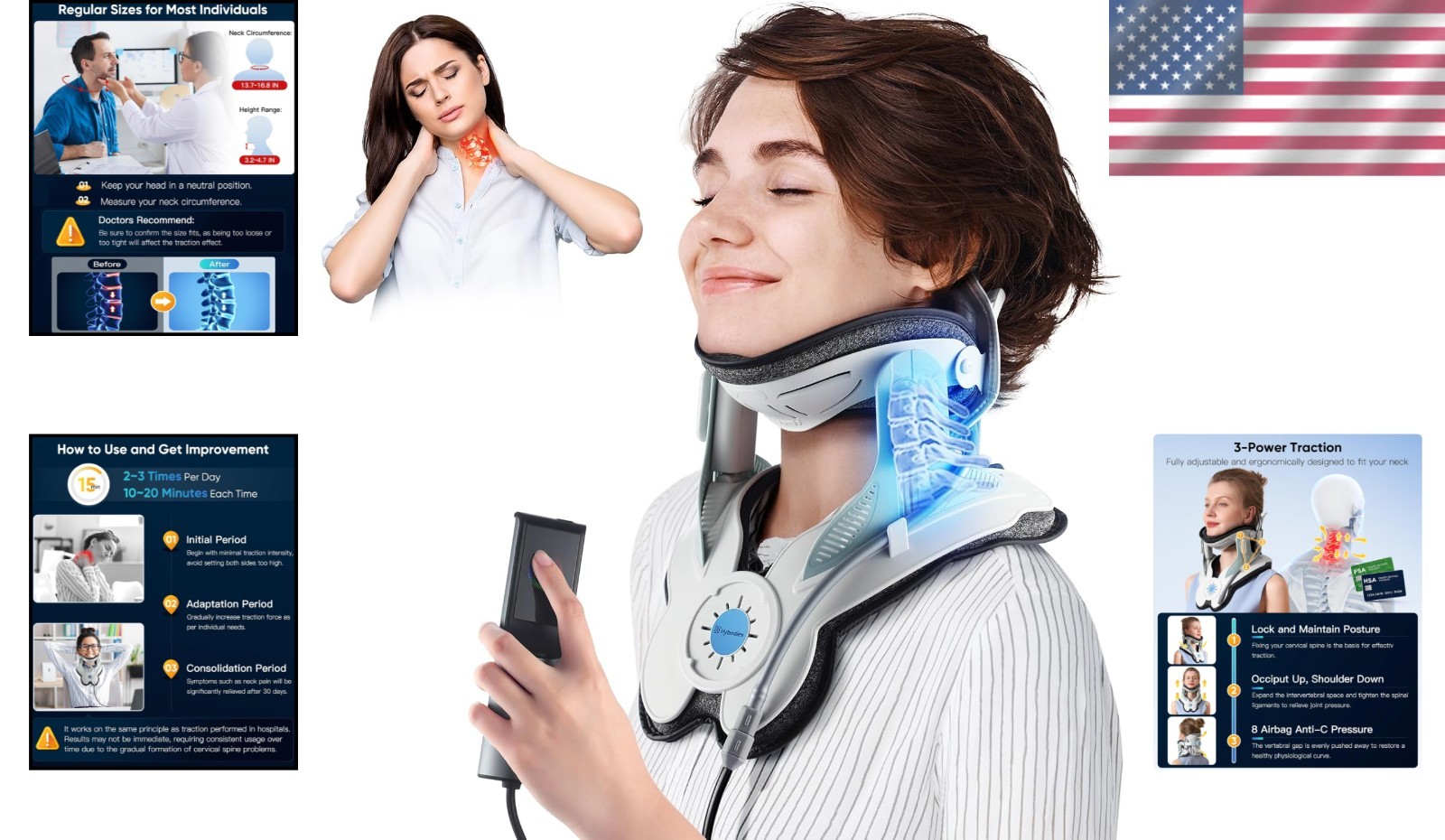Advanced Cervical Traction Device with 8 Airbags – Portable Neck Relief Solution