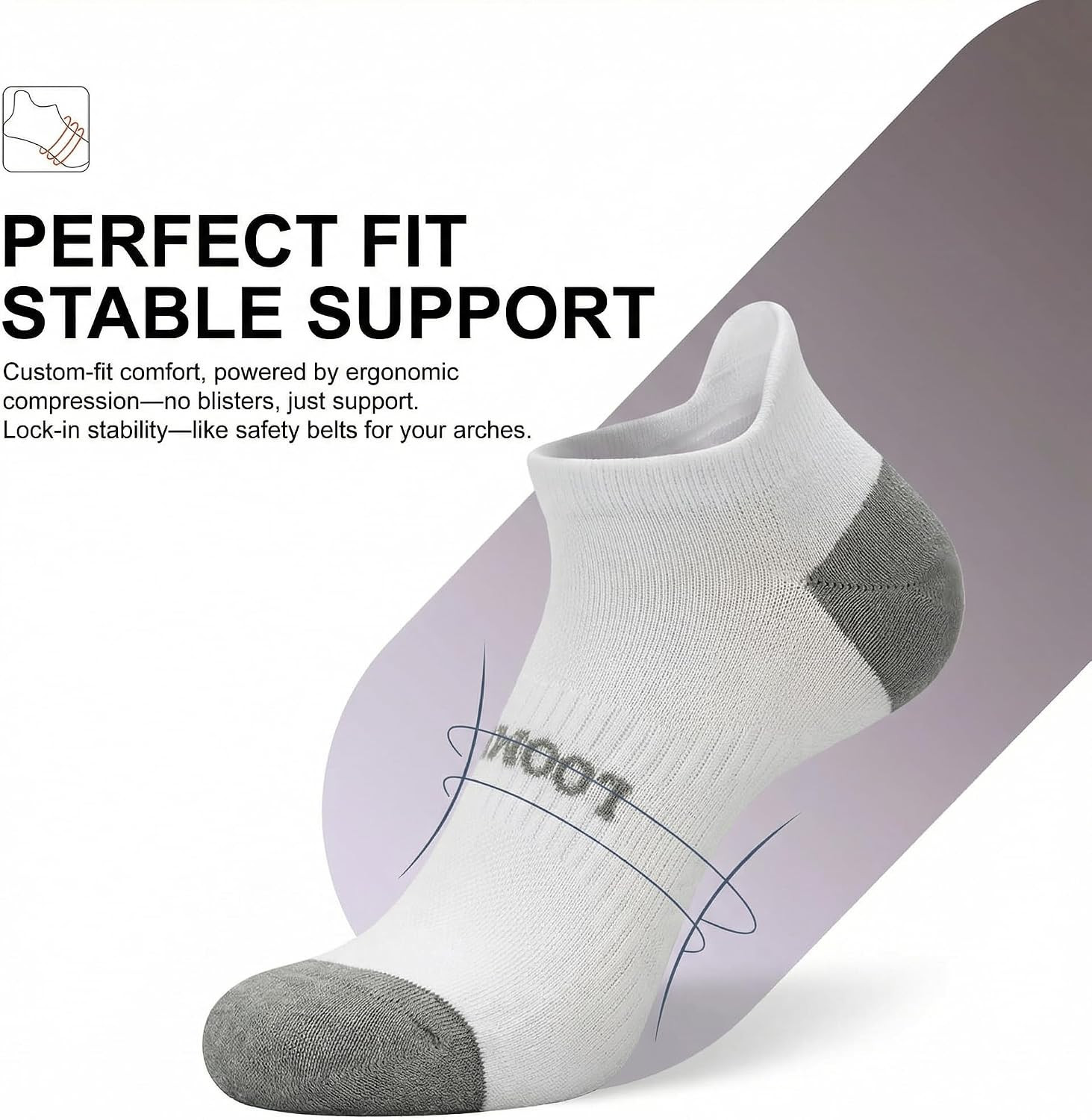 Compression Ankle Socks for Men & Women, Athletic Socks with Arch Support, Light