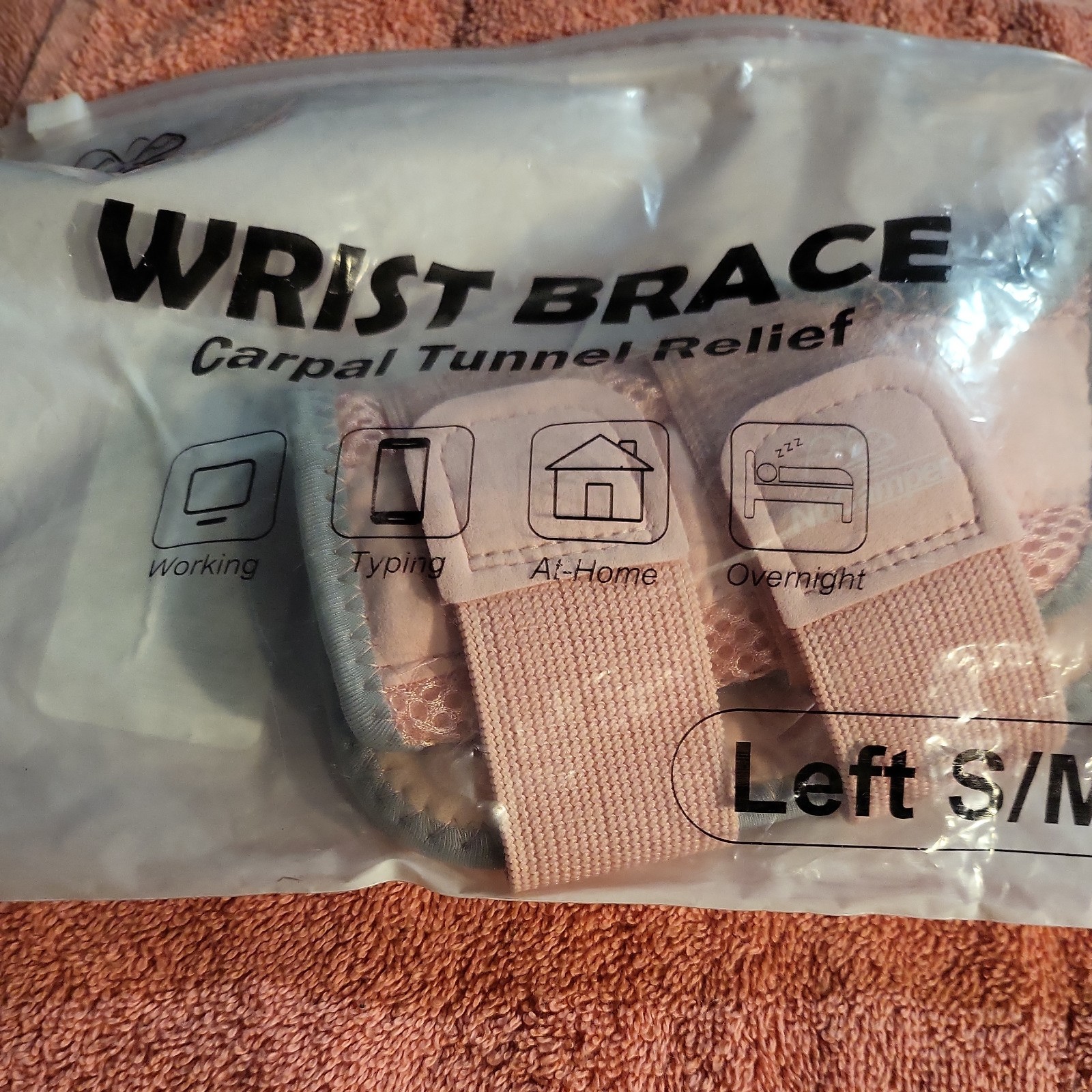 New NuCamper Wrist Brace Carpal Tunnel Relief Left Hand Adjustable S/M Grey