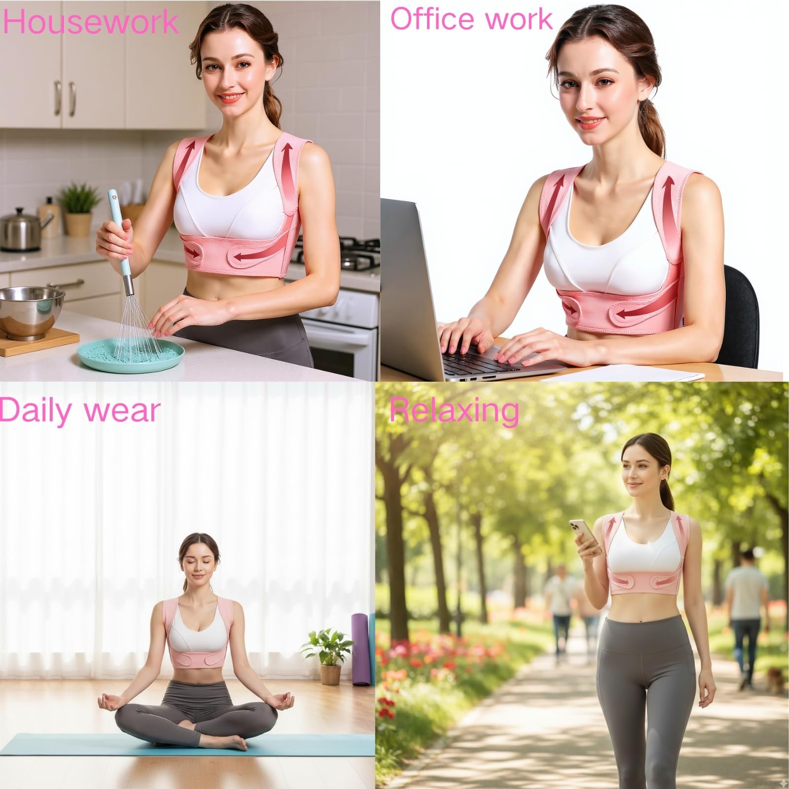 Women’s Adjustable Posture Corrector Brace for Back Neck Shoulder Support