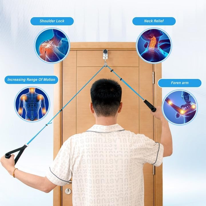 Adjustable Shoulder Pulley with Metal Door Clamp – Over Door Rehab Exercise Tool