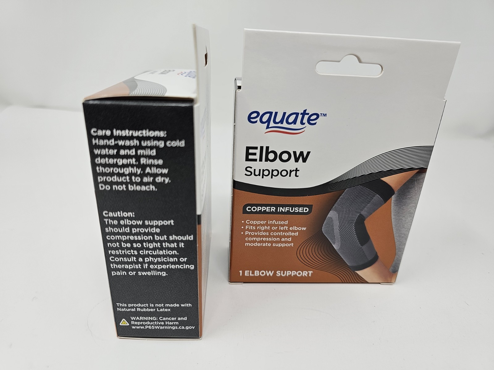 Equate Elbow Support Copper Infused Compression & Moderate Support Lot Of 2 New