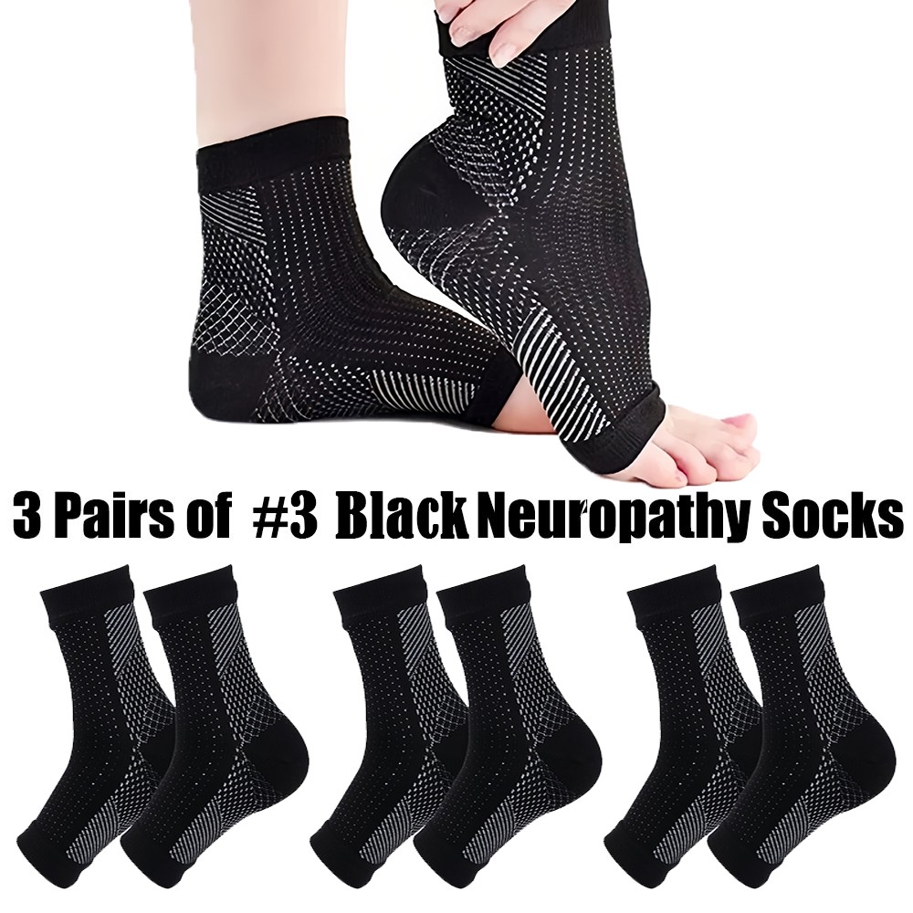 3PK Neuropathy Socks Sooth Relief Compression Socks 20-30 mmHg Circulation Socks