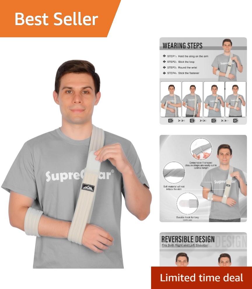 Breathable Arm Sling for Elbow and Shoulder: Post-Surgical Support, Grey
