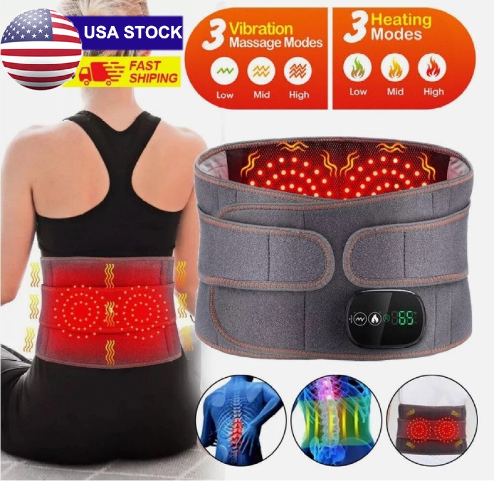 Cordless Heating Pad Belt Wrap for Back Massager with 3 Heating and 3 Vibration