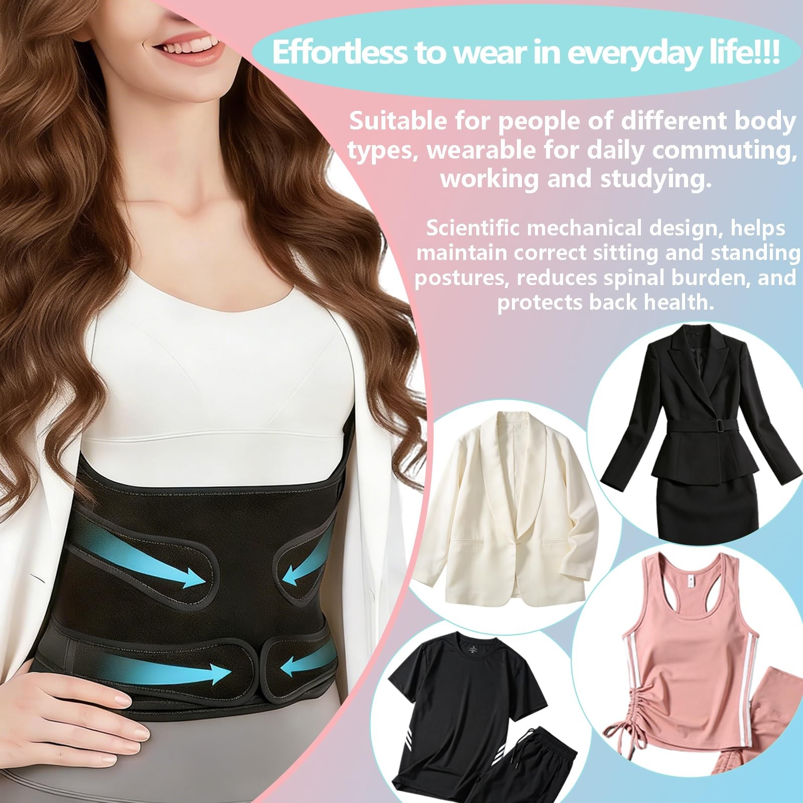 POYLKJGYT Back Brace Posture Corrector for Women and Men,Back Straightener M