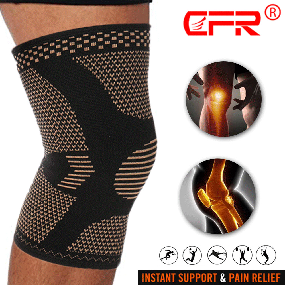 Copper Knee Support Compression Sleeve Brace Patella Arthritis Pain Relief Gym