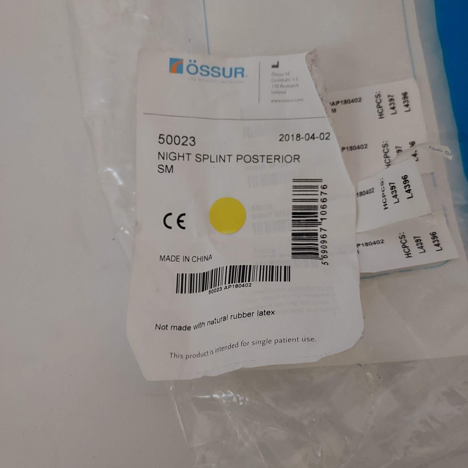 Ossur Form Fit Night Posterior Splint Small 50023 plantar fasciitis, Achilles