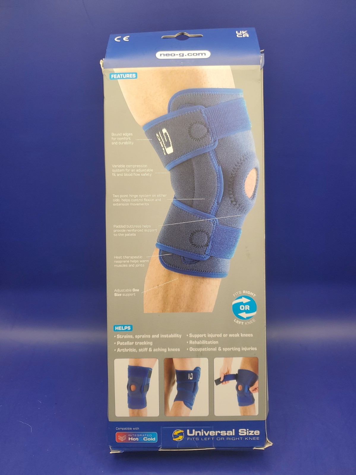 Neo G Hinged Knee Brace Support Firm Universal Size 894 Blue Left Or Right