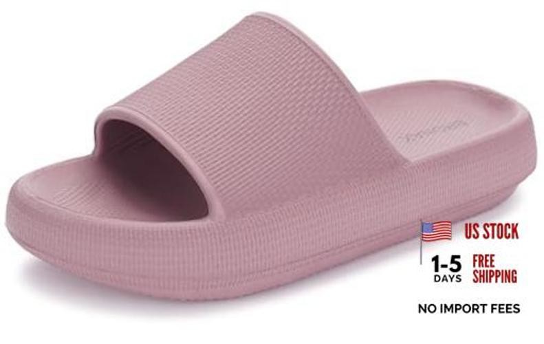 Cushioned Thick Sole Pillow Slippers for Women and 6-7 Women/4.5-5.5 Men Blush