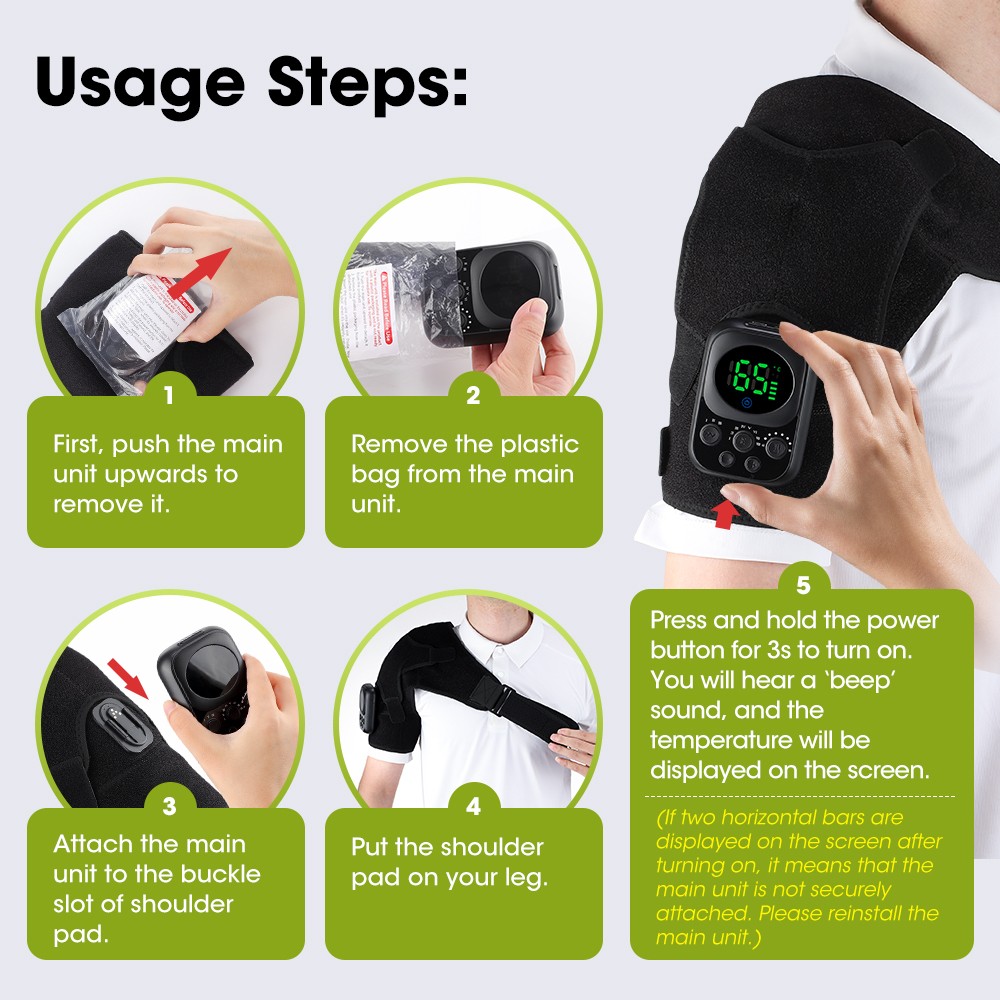 APP Control Heated Shoulder Massager with Heat Vibration Brace Joint Pain Relief