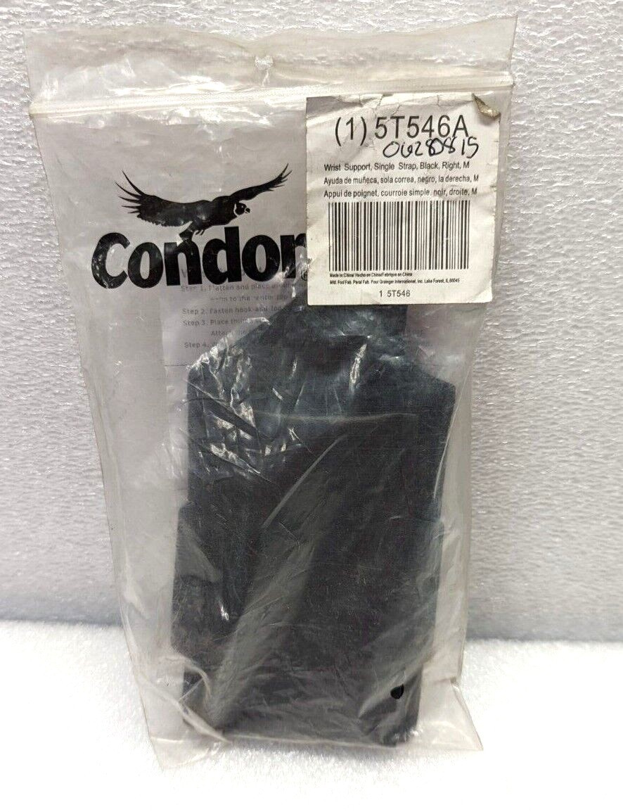 Condor Wrist Support: Right Hand, Single Strap, Medium, Black – Grainger 5T546A