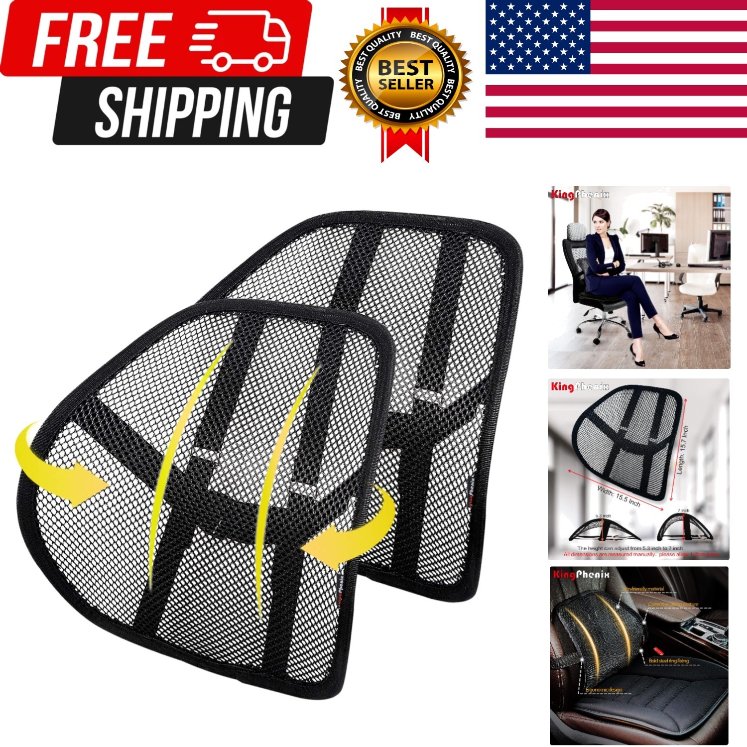 Lumbar Support 2 Pack with Breathable Mesh, Suit for Car, Office Chair