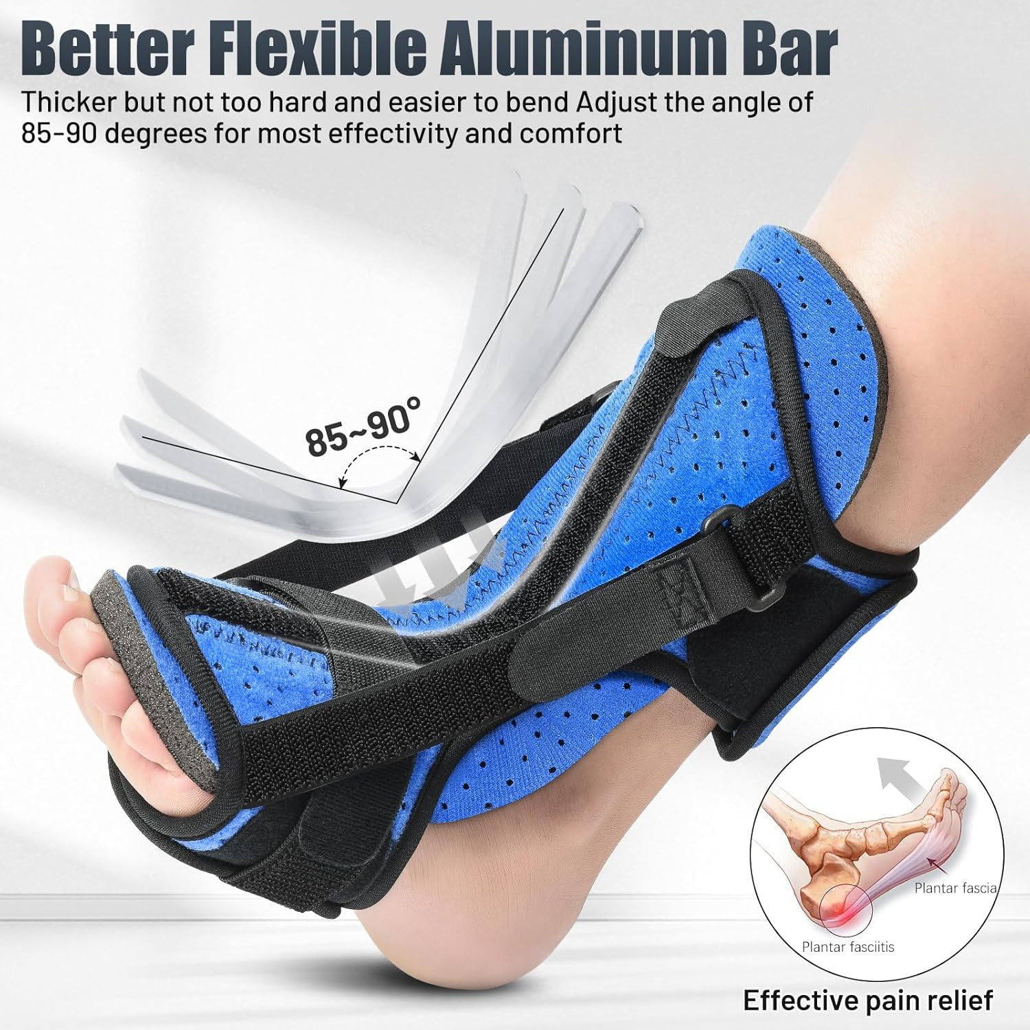 Plantar Fasciitis Night Splint with Massage Ball, Adjustable Brace Dorsal Night