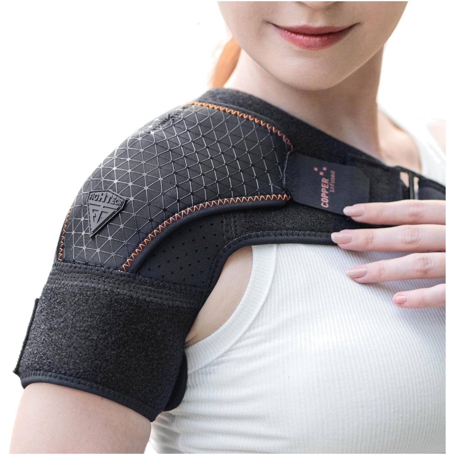 Copper Black Rotator Cuff Shoulder Brace – Adjustable Pain Relief for All Sizes