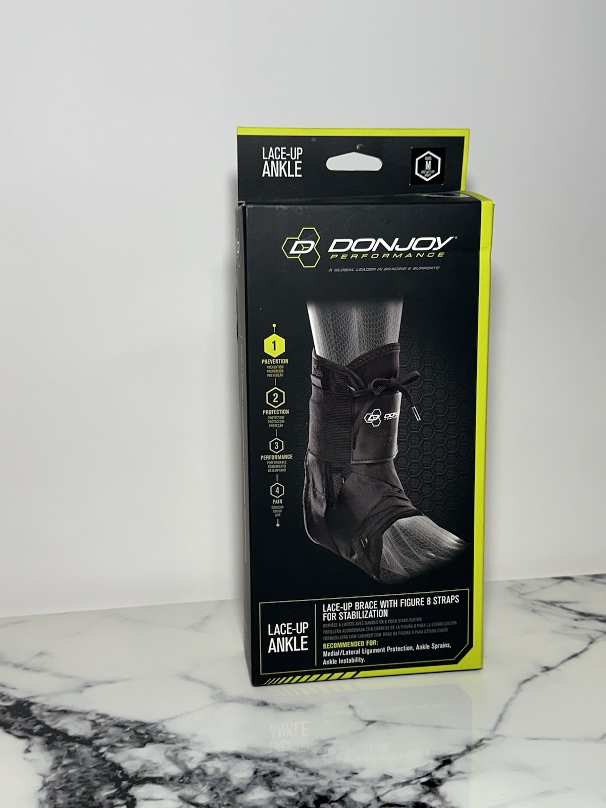 DonJoy Performance Lace-Up Ankle Brace Black M Adjustable Lightweight Breathable