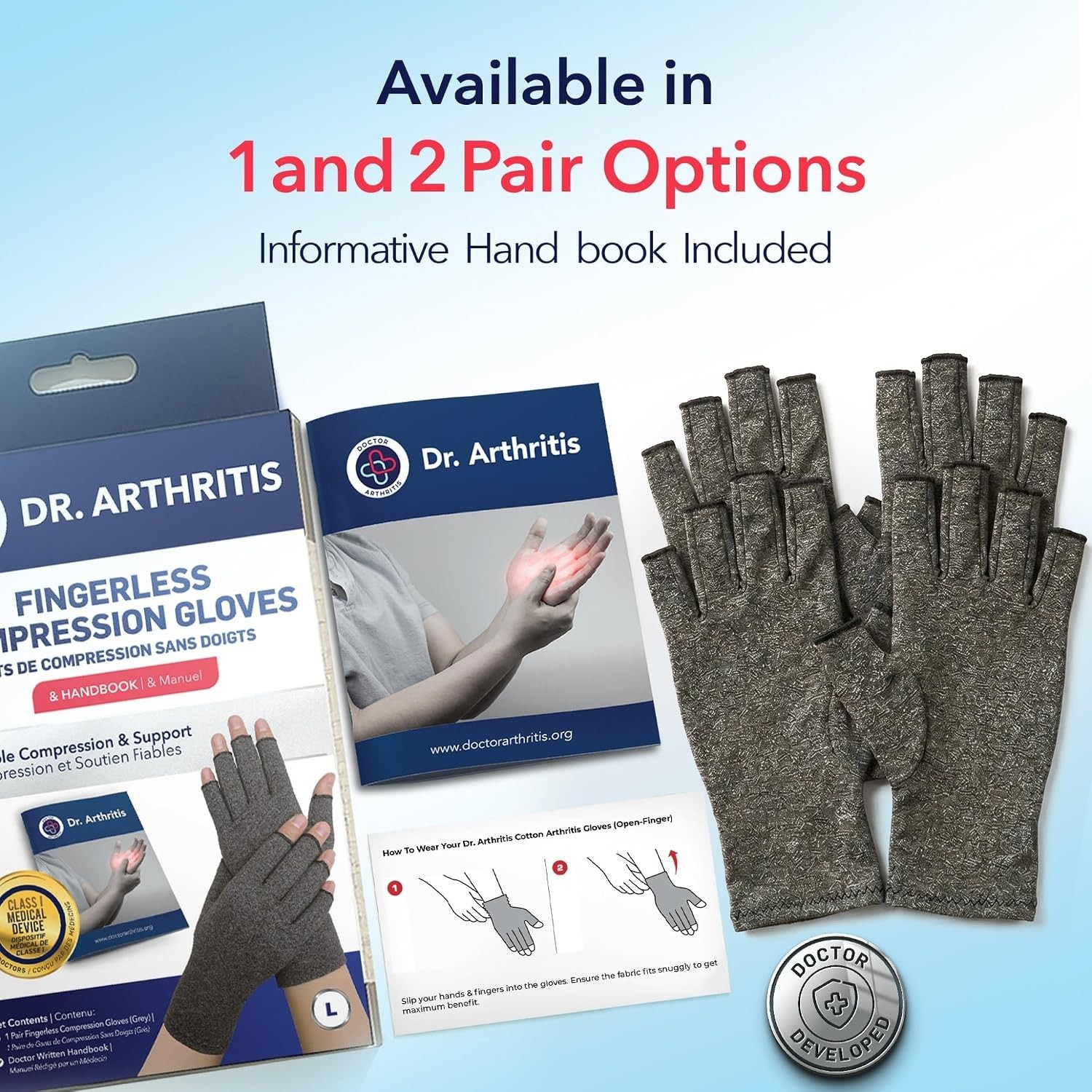 Expertly Designed Compression Gloves for Hand Relief – Includes Care Handbook
