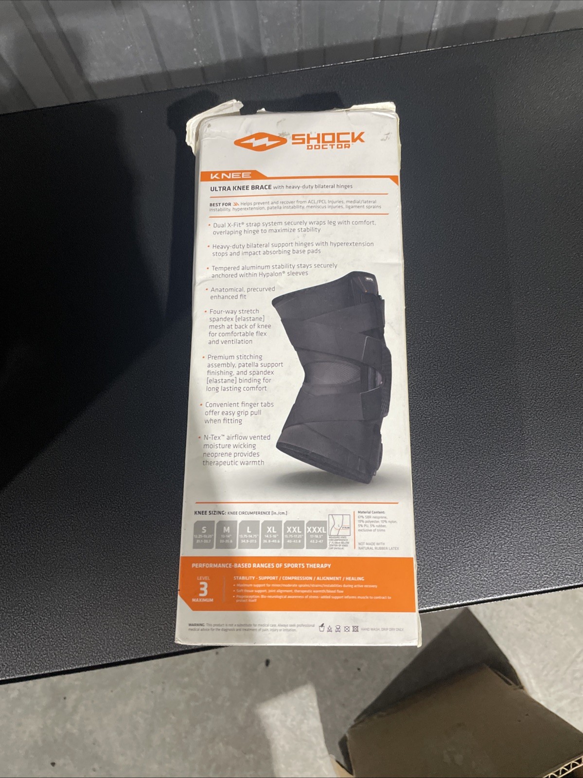 Shock Doctor Ultra Knee Brace Level 3 with Heavy-Duty Bilateral Hinges – Size M
