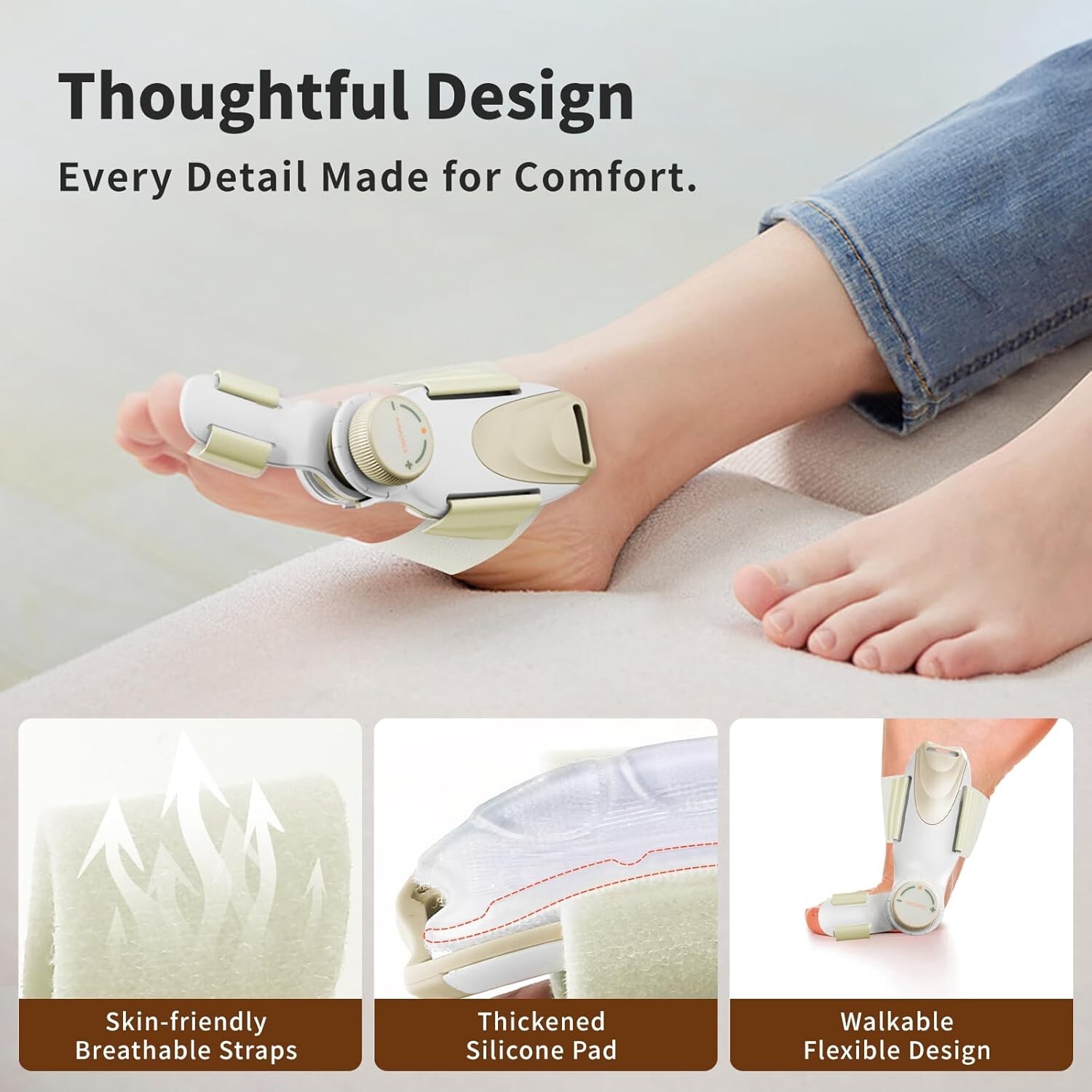 ClariVora Adjustable Bunion Corrector for Women and Men 3 Plate Design