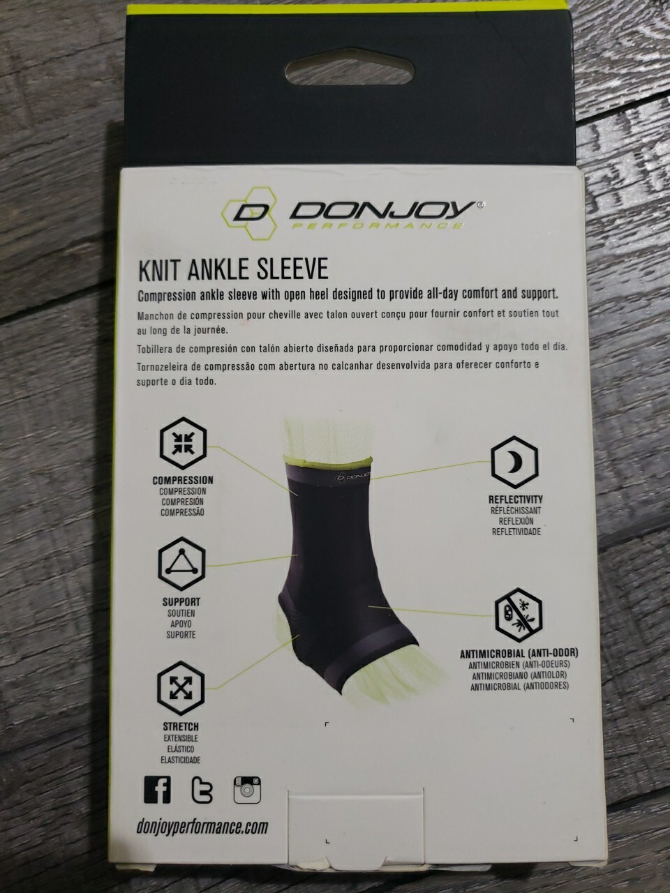 DonJoy Performance Knit Ankle Sleeve – Lightweight and Low-Profile, Sz L