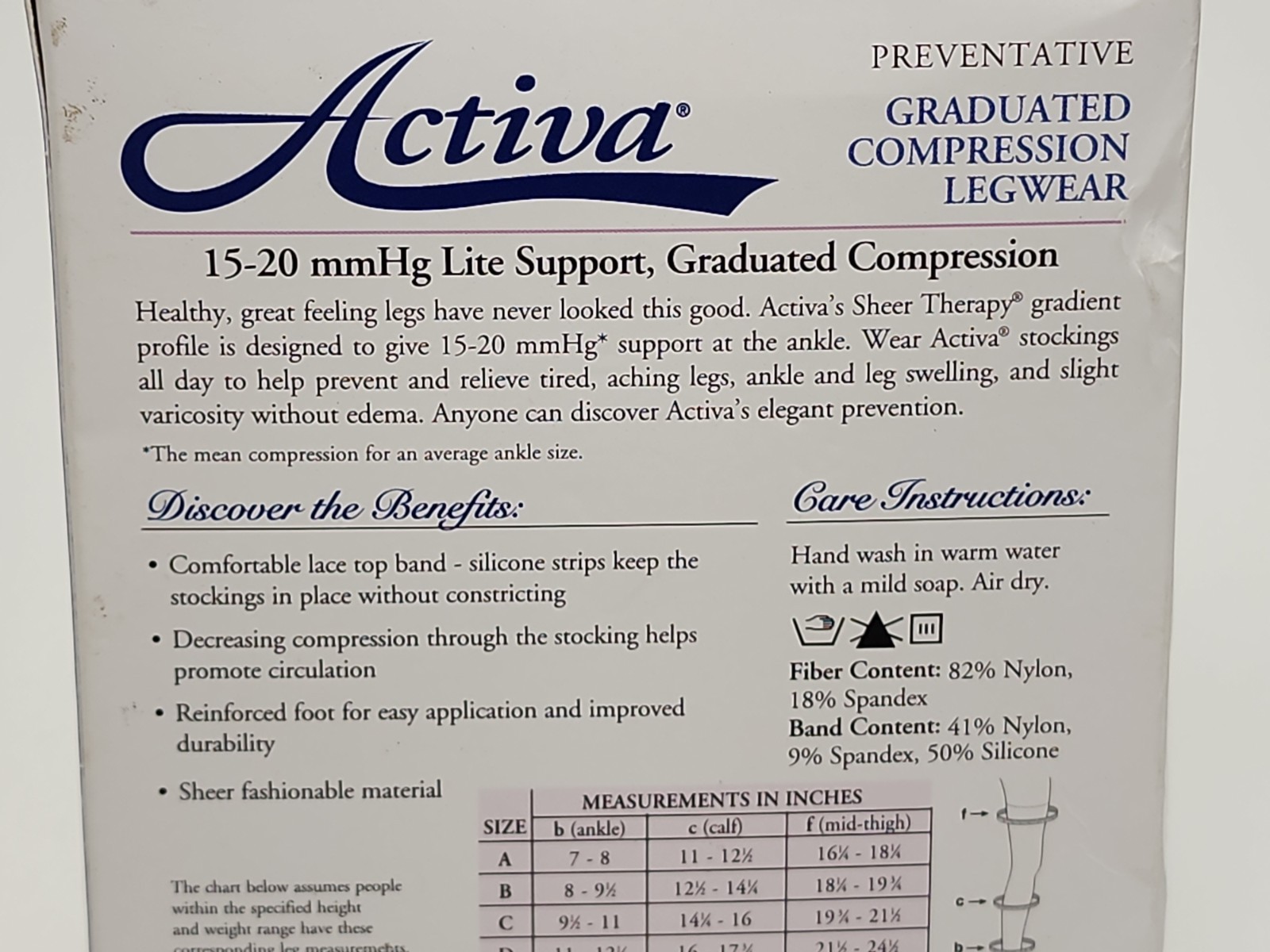 Activa Compression Stocking Size A Nude Closed Toe Thigh High Lace Top 15-20mmHg