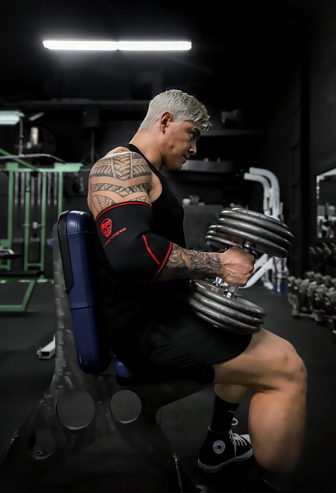 Gymreapers Elbow Sleeves for Weightlifting Powerlifting X-Large, Black/Red