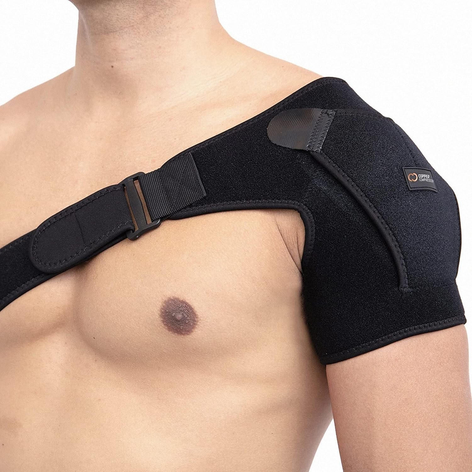 Copper Compression Recovery Shoulder Brace – One Size (Pack of 1), Black