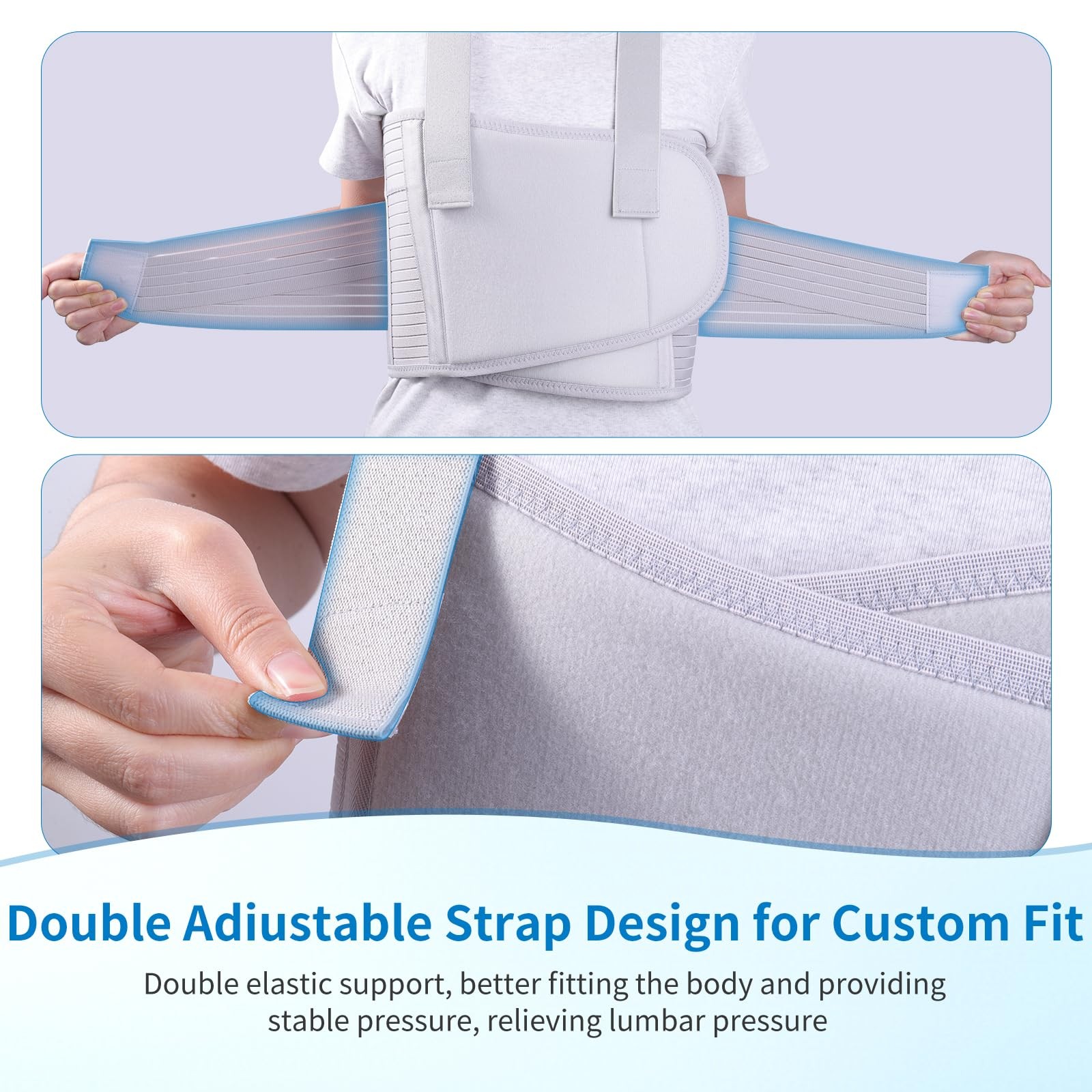 Broken Rib Brace Belt Elastic Support Chest Fractures Sternum Grey Size L