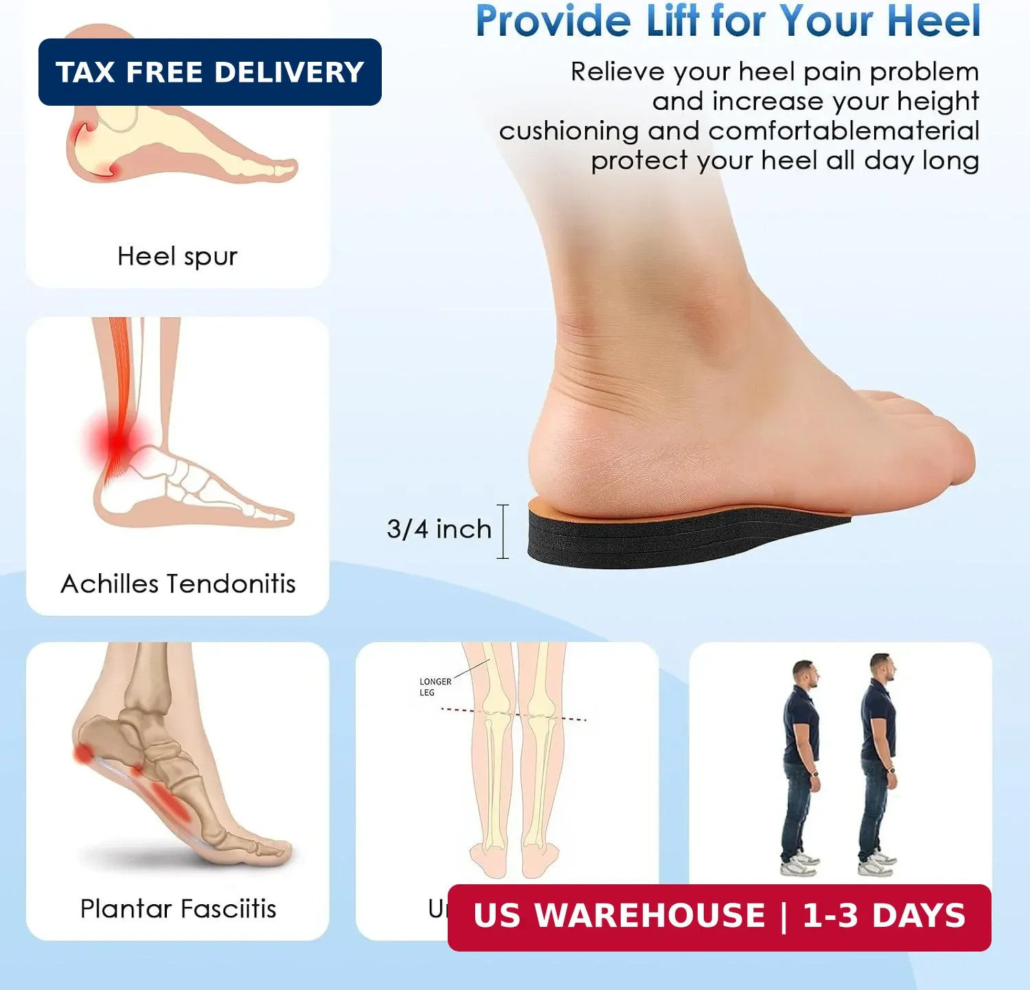 Adjustable Orthopedic Heel Lift for Leg Length Discrepancies and Heel Pain,Sport
