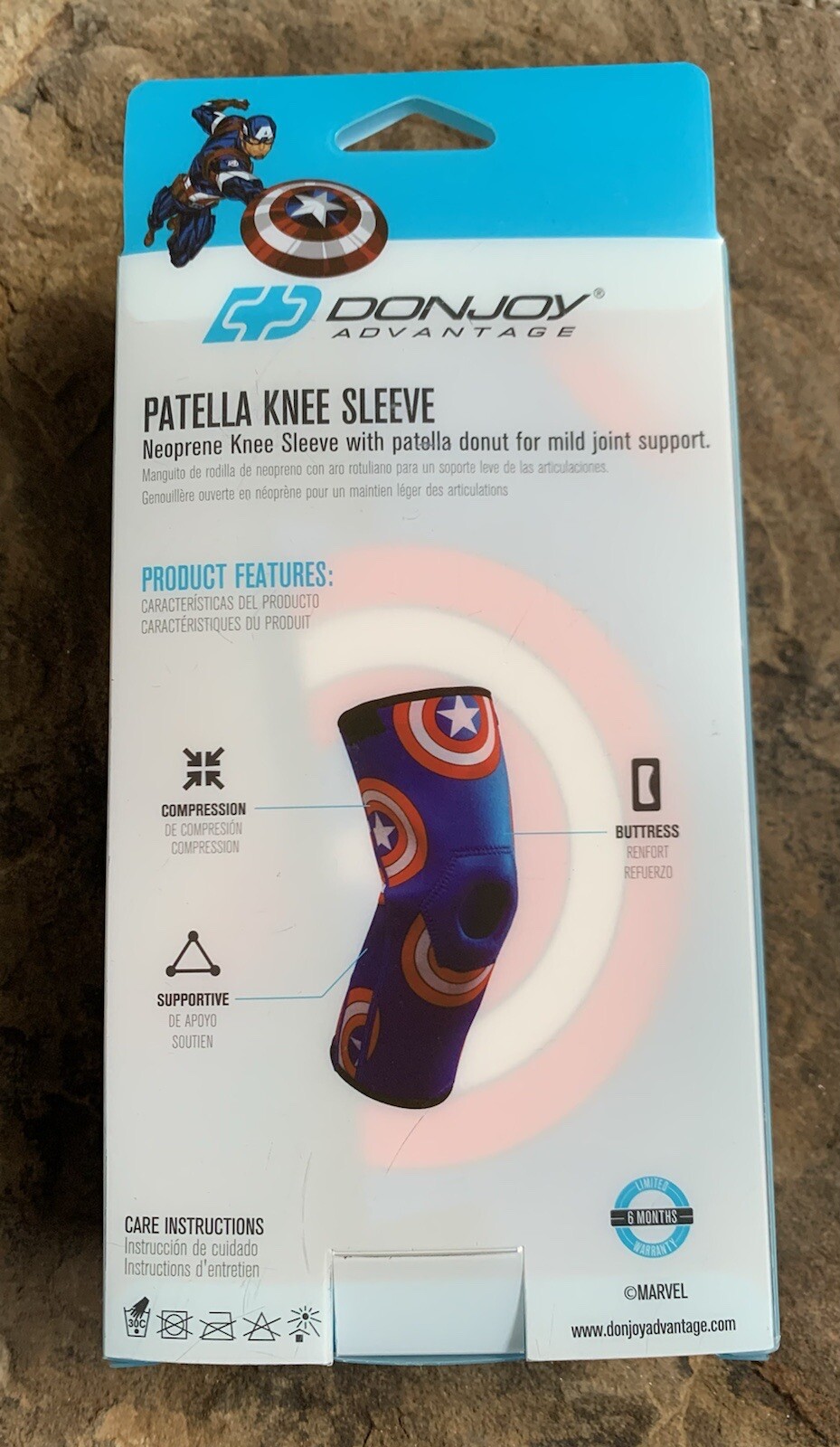Marvel Captain America Knee Sleeve with Patella Donut. New. Youth