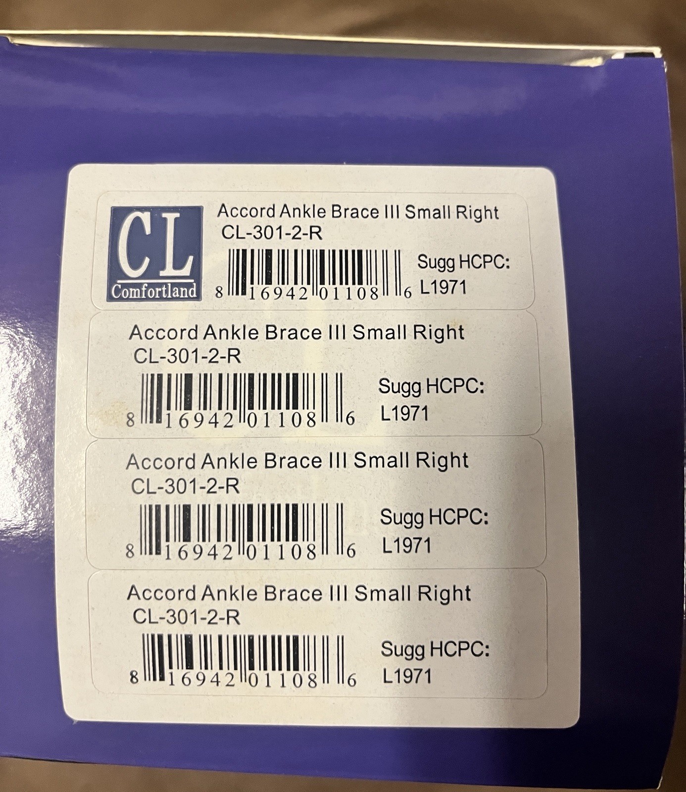 Comfortland Accord 3 III Ankle Brace Size Small Right New In Box NIB Free Ship