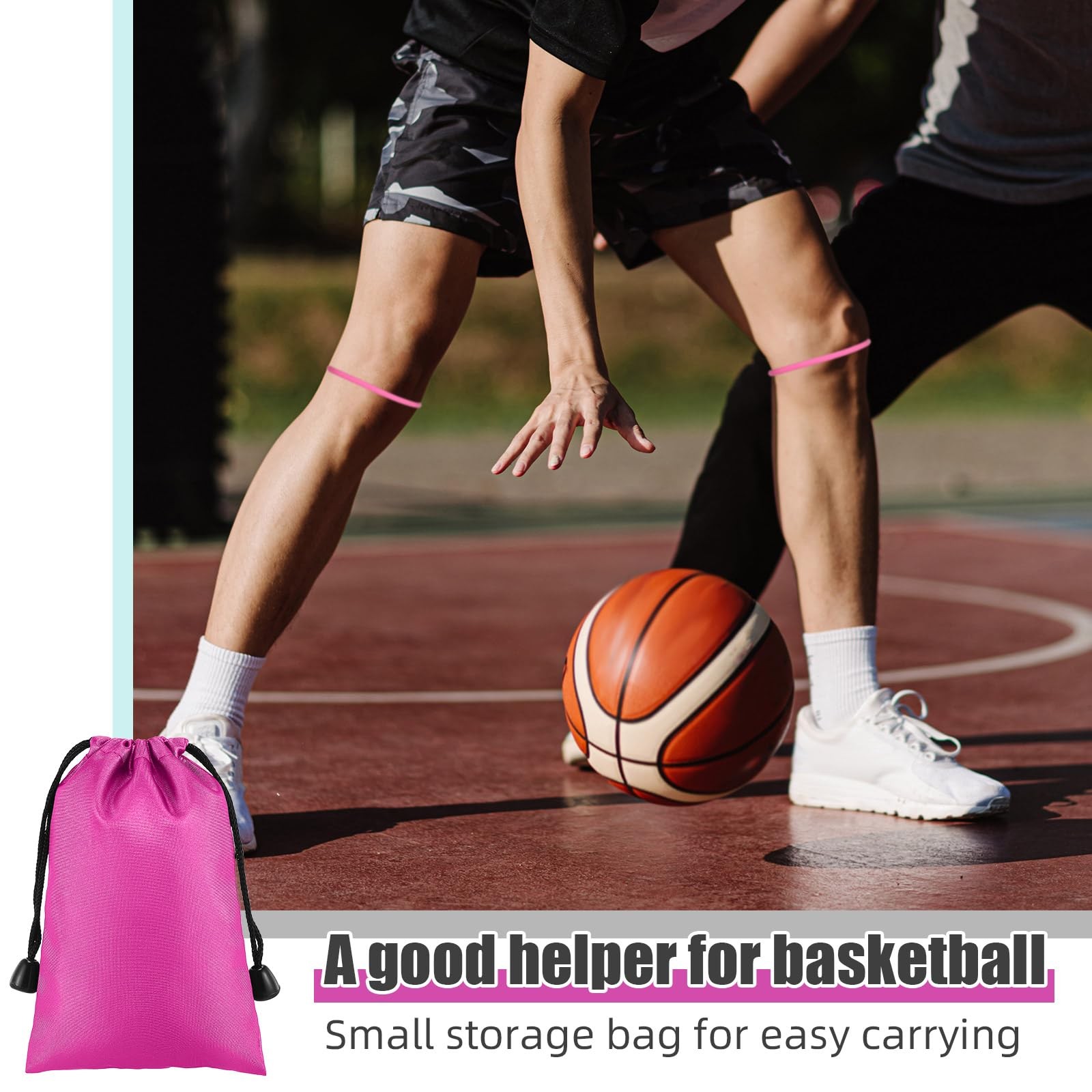 Patella Knee Band Silicone Tendon Support 2Pack No Pain Running Basketball Rose
