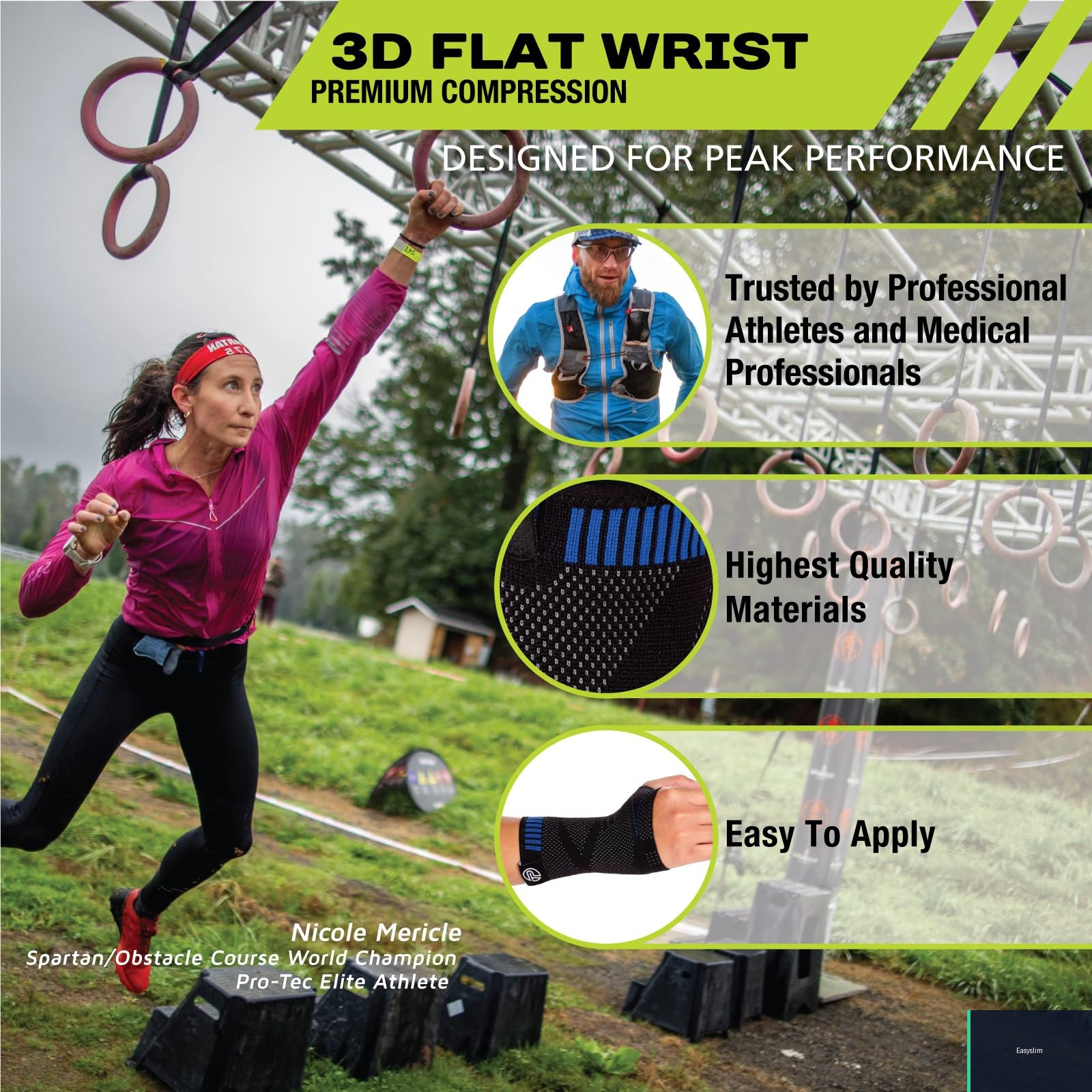 Wrist Support Brace Large/X-Large 3D Flat Black Compression Wrap