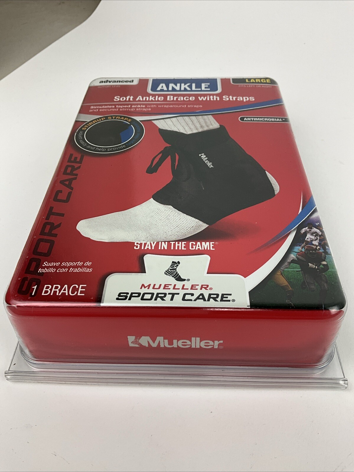 Mueller Large Soft Ankle Brace with Strap Black New In Box