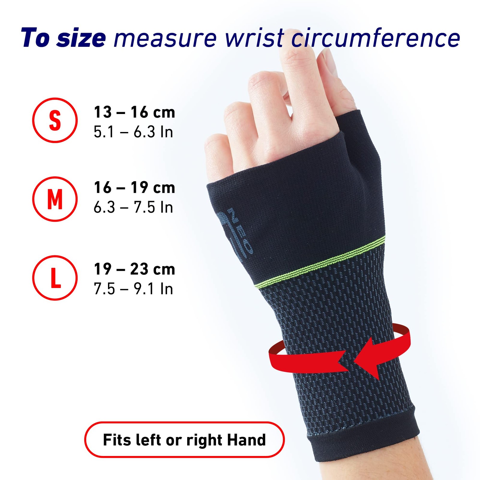 Neo-G Active Wrist Support – For Large: 19 – 23 CM/7.5 – 9.1 IN, Black