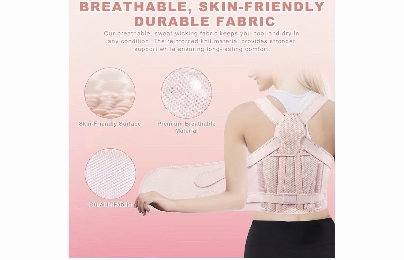 Back Brace Posture Corrector Lumbar Support Belt Pain Relief Pink M