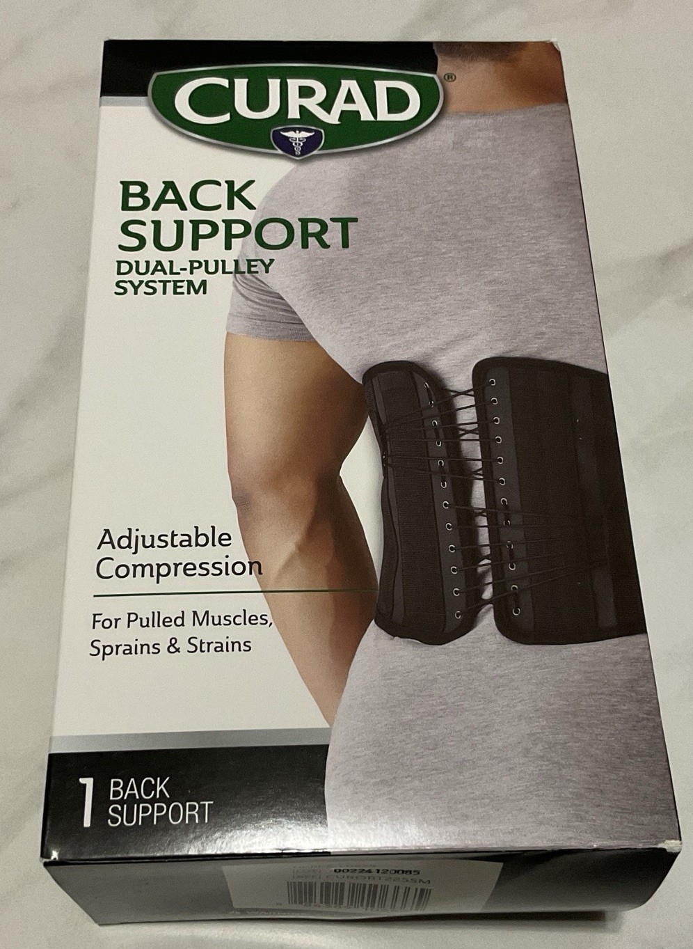 Curad Back Support Dual-Pulley System Black Sz S/M Adjustable 28”-36″ *READ*