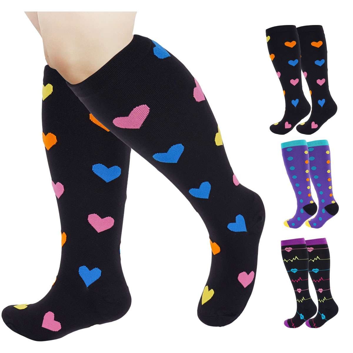 Wide Calf Compression Socks Men Women plus Size Knee High Support 20-30mmhg Sock