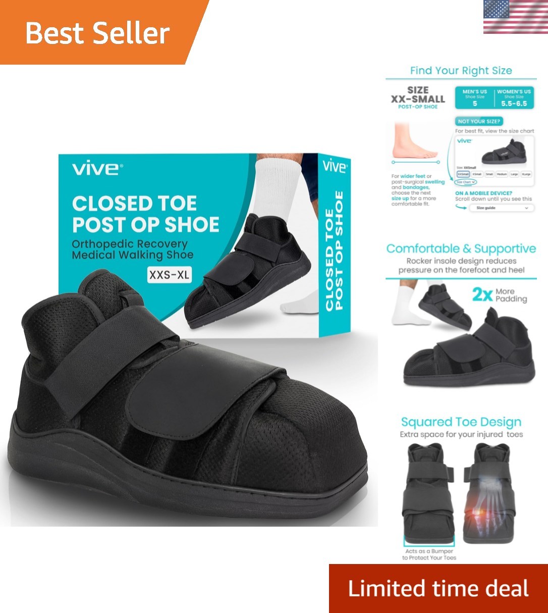 Closed Post Op Shoe – Fracture Medical Walking Shoes for Women & Men – Orthop…