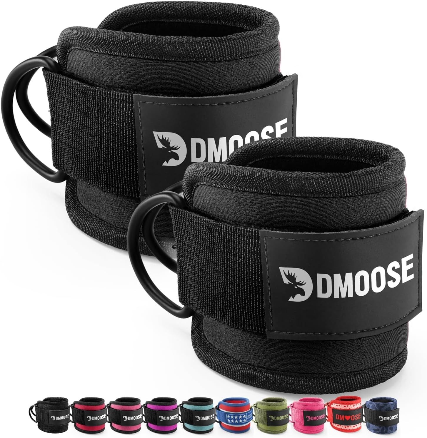 Black Neoprene Ankle Strap for Cable Machine, One Size, for Glutes & Legs