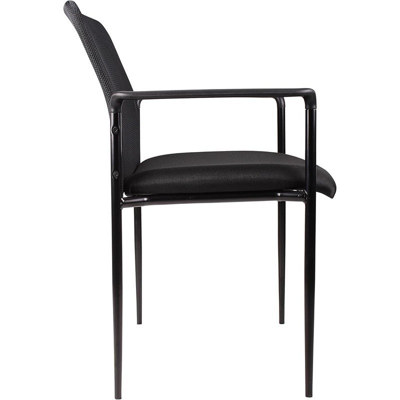 Stackable Contemporary Chair Tubular Steel Frames Molded Arm Caps Mesh Back New