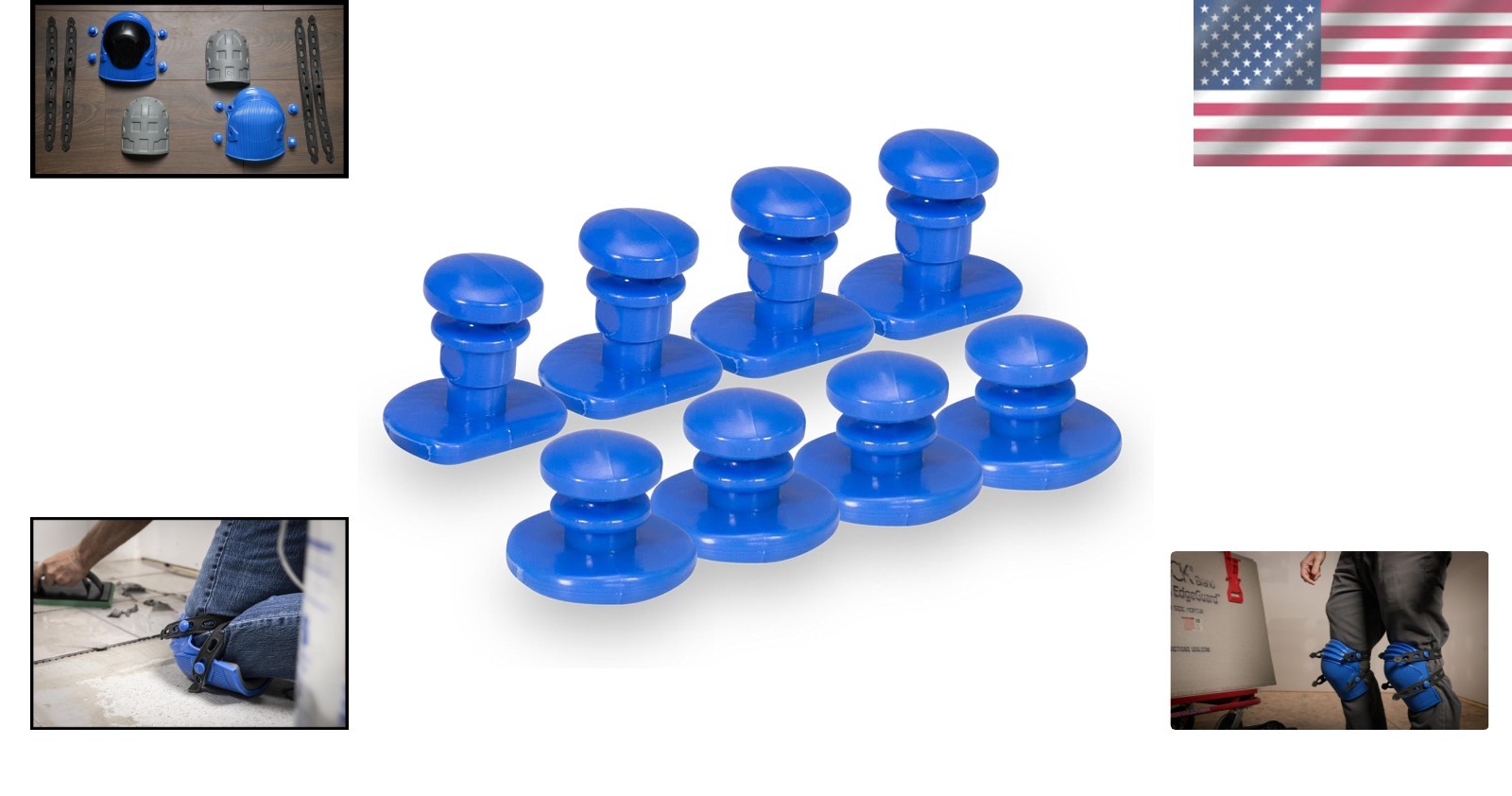 Durable 8 Pack Replacement Buttons for Ultralight Knee Pads – Solid Blue Finish