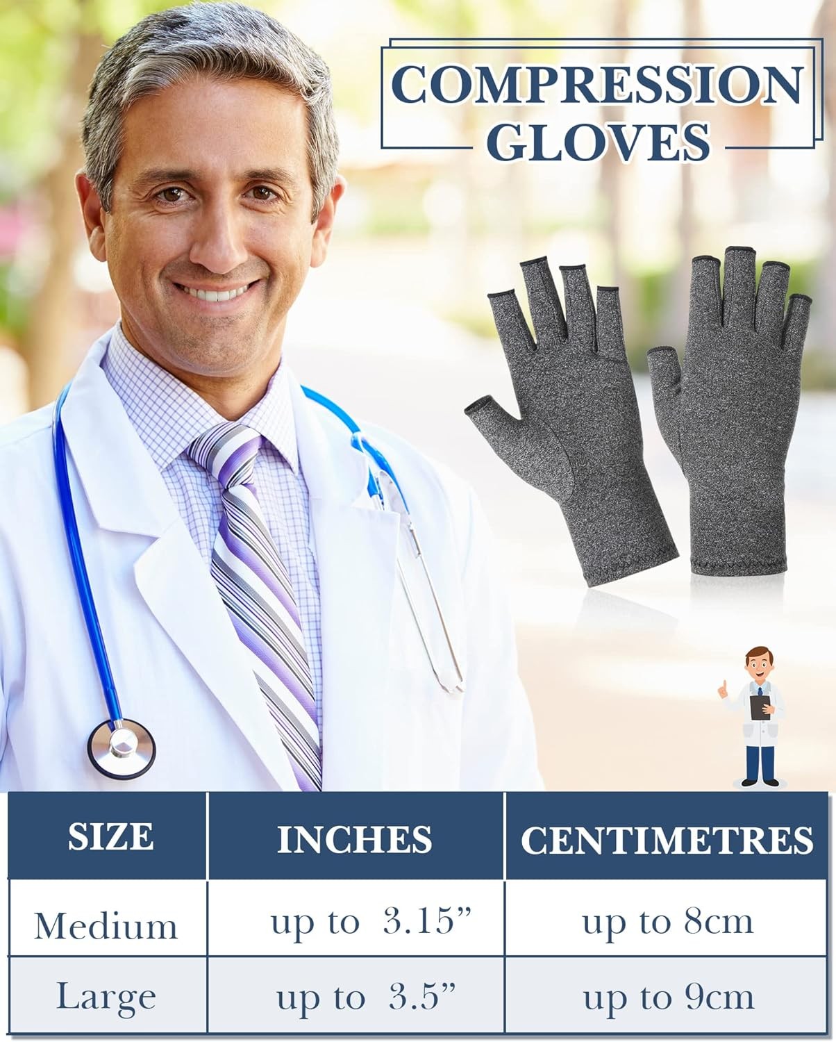 SATINIOR 5 Pairs Arthritis Compression Gloves Fingerless Compression Glove Pain