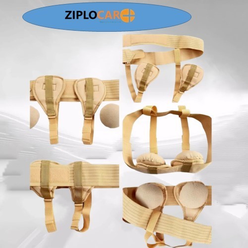 Double Inguinal Groin Hernia Support Belt Truss Brace for Men With Strap